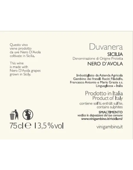 Duvanera 2019: sentori di vaniglia, prugne e ciliegie | Gambino